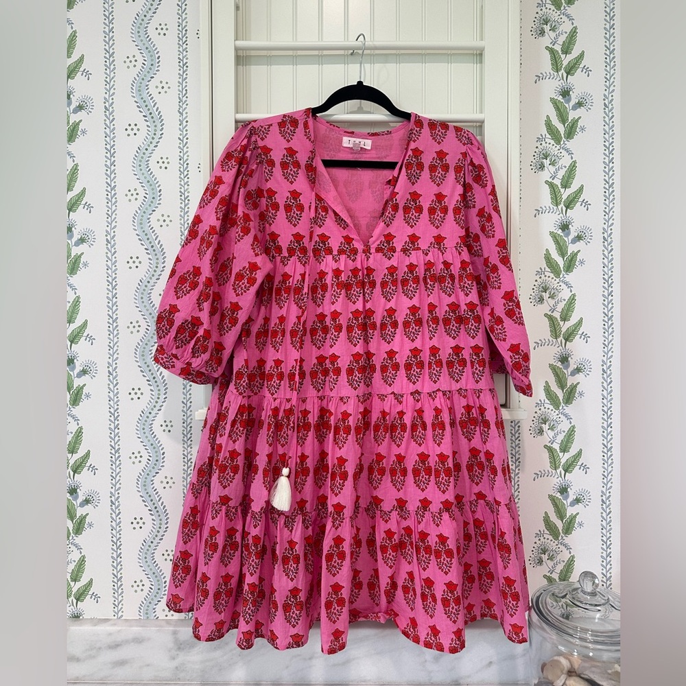 THML 3/4 Sleeve Pink Flower Dress